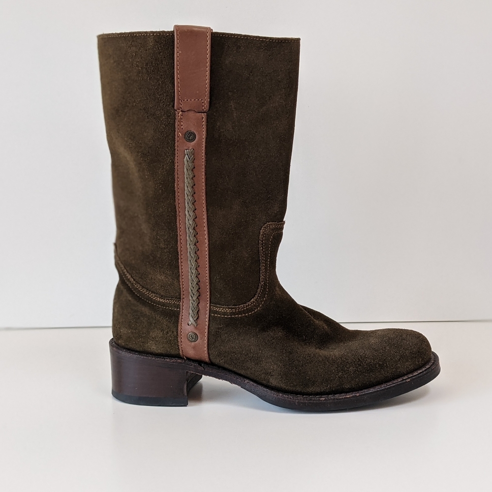 Sendra handmade suede moto boot olive 8.5